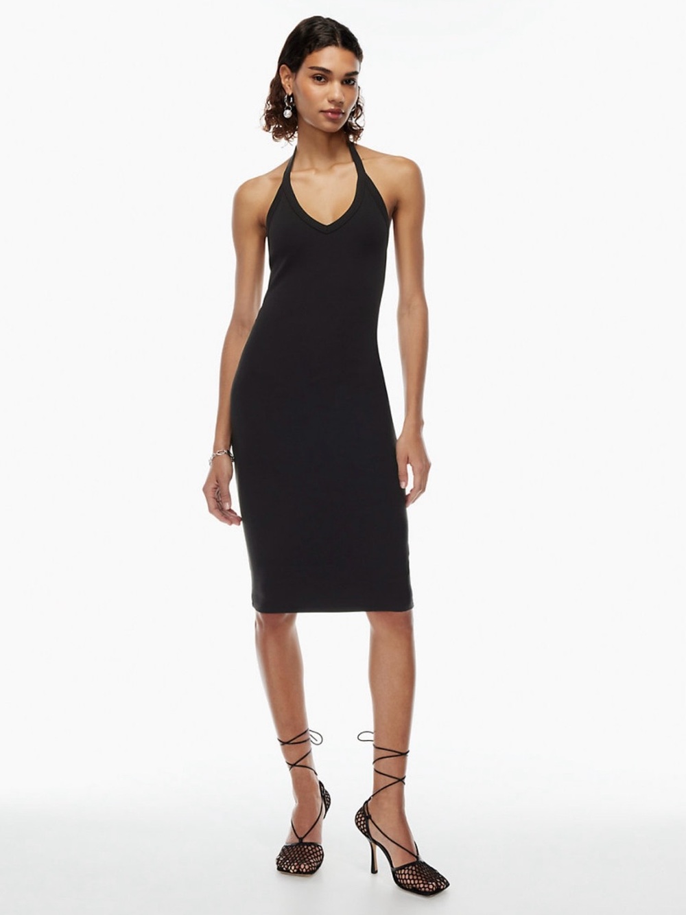 Aritzia Babaton Alvar Formarib Dress Black Halter Bodycon XS